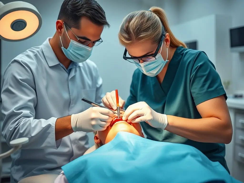 A patient receiving dental implants, highlighting the advanced technology and expertise used in the procedure.